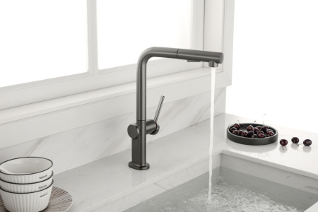 Смеситель для кухни Paulmark NEO Ne214419-GM на мойку серый